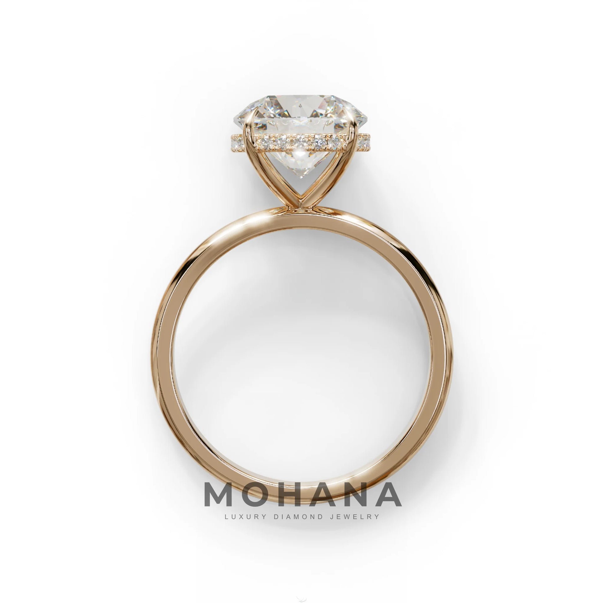 3 Carat E-VVS Round Hidden Halo Lab Diamond Ring