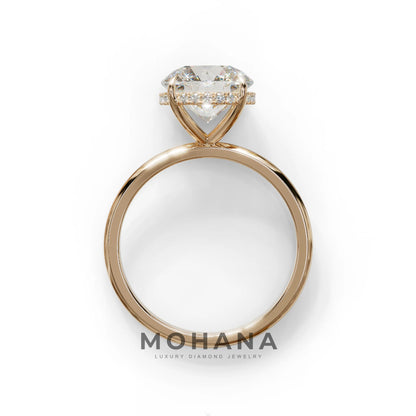 3 Carat E-VVS Round Hidden Halo Lab Diamond Ring