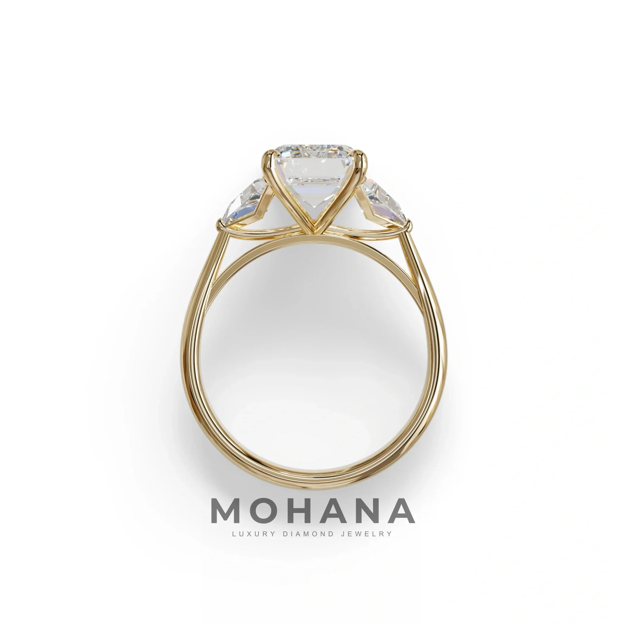 3Ct Emerald Cut Lab Grown Diamond Three stone Engagement Ring - Polaris