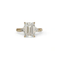 3Ct Emerald Cut Lab Grown Diamond Three stone Engagement Ring - Polaris - 10K Solid Gold / Yellow Gold
