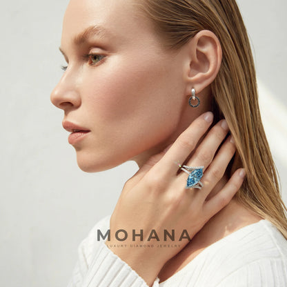 3ct Fancy Blue Marquise Cut Double Pave Lab Grown Diamond Engagement Ring