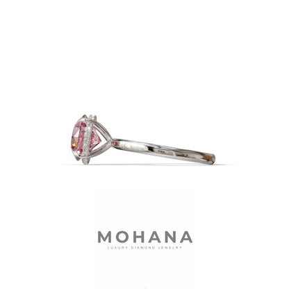 3 Carat Round Pink Hidden Halo Lab Diamond Ring - Luxe Cercle