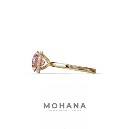 3 Carat Round Pink Hidden Halo Lab Diamond Ring - Luxe Cercle