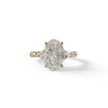 3Ct Oval Cut Lab Grown Diamond Three stone Engagement Ring - Myza - 10K Solid Gold / Yellow Gold
