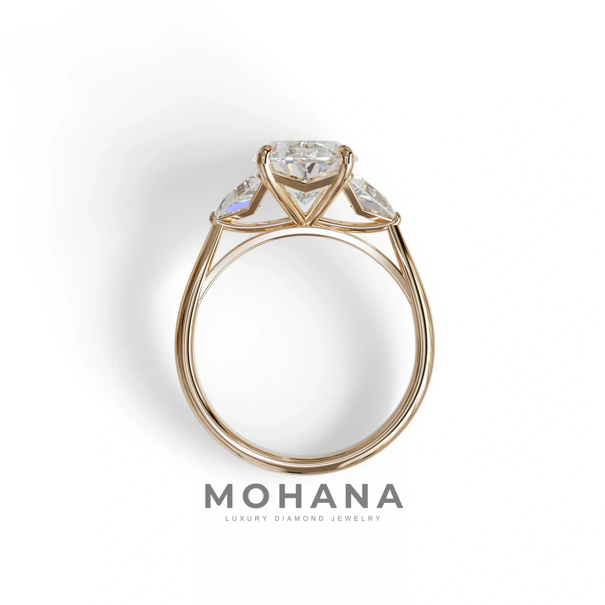 3Ct Oval Cut Lab Grown Diamond Three stone Engagement Ring - Myza