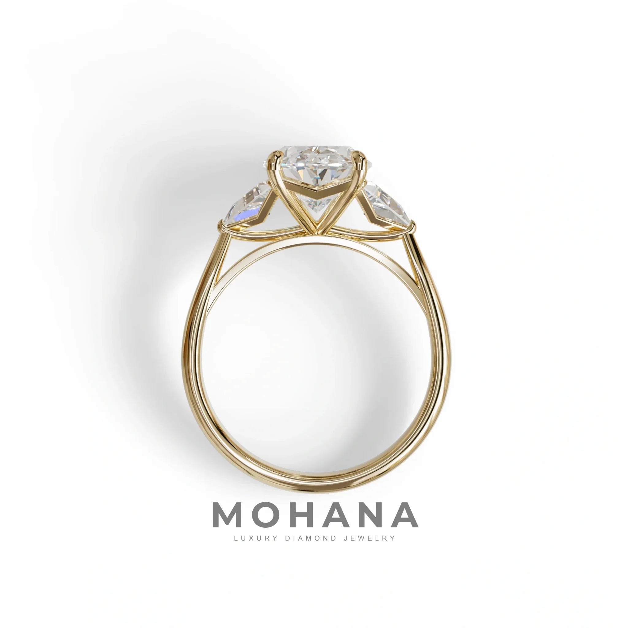 3Ct Oval Cut Lab Grown Diamond Three stone Engagement Ring - Myza