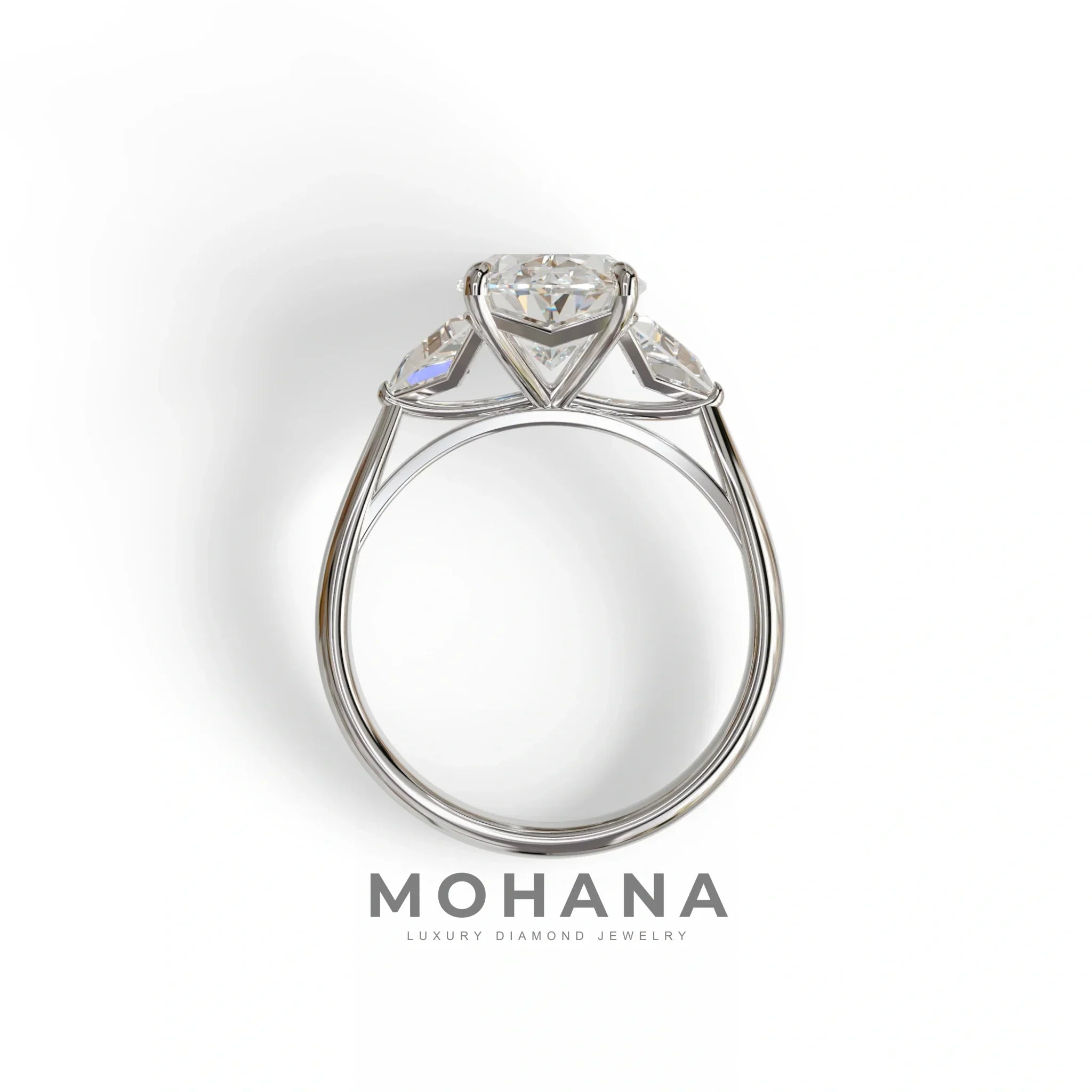 3Ct Oval Cut Lab Grown Diamond Three stone Engagement Ring - Myza
