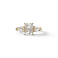 3Ct Radiant & Tapered Cut Lab Grown Diamond Three Stone Engagement Ring - Yana - 10K Solid Gold / Yellow Gold