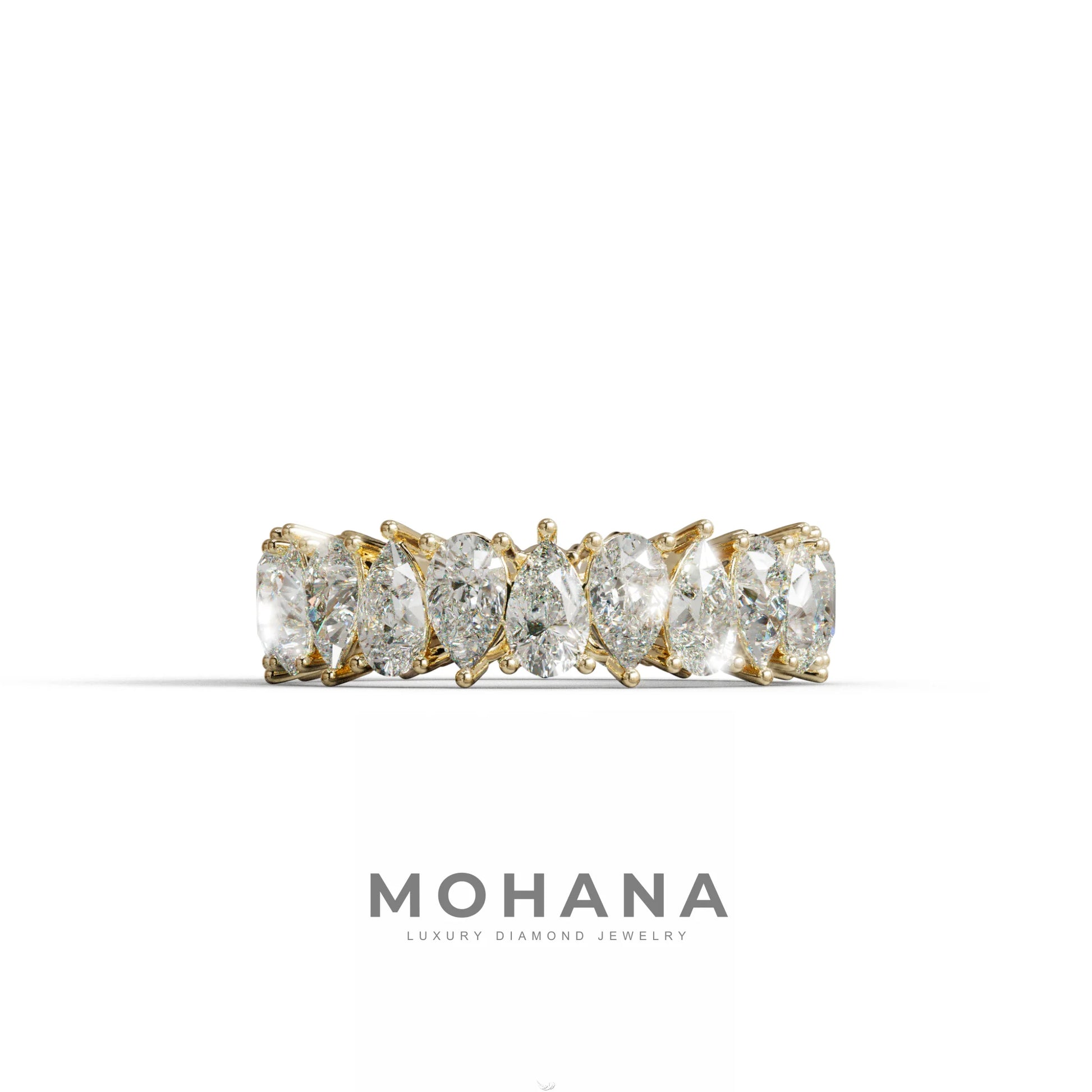 Concierge Eternity - Pear Diamond Full Eternity Band - Stackable Ring - 10K Solid Gold / Yellow Gold