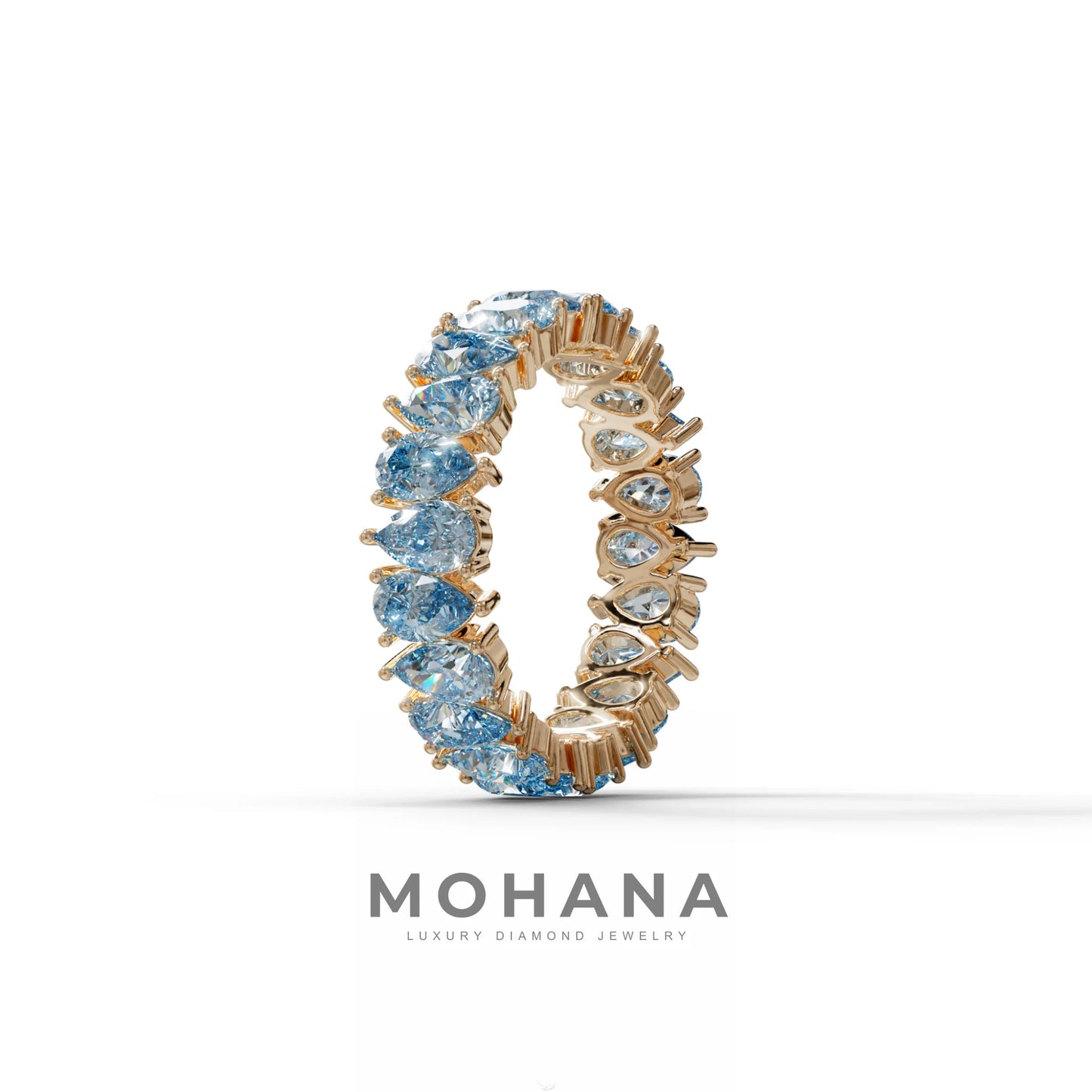 Blue Pear Diamond Full Eternity Band - Stackable Ring