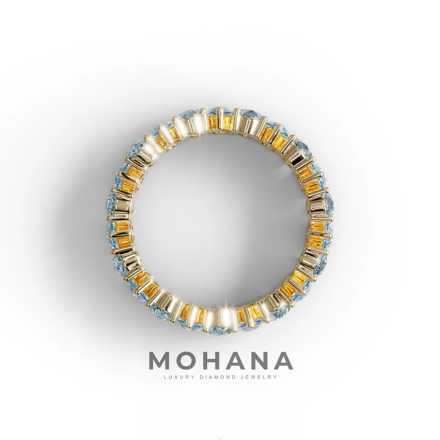 Blue Pear Diamond Full Eternity Band - Stackable Ring