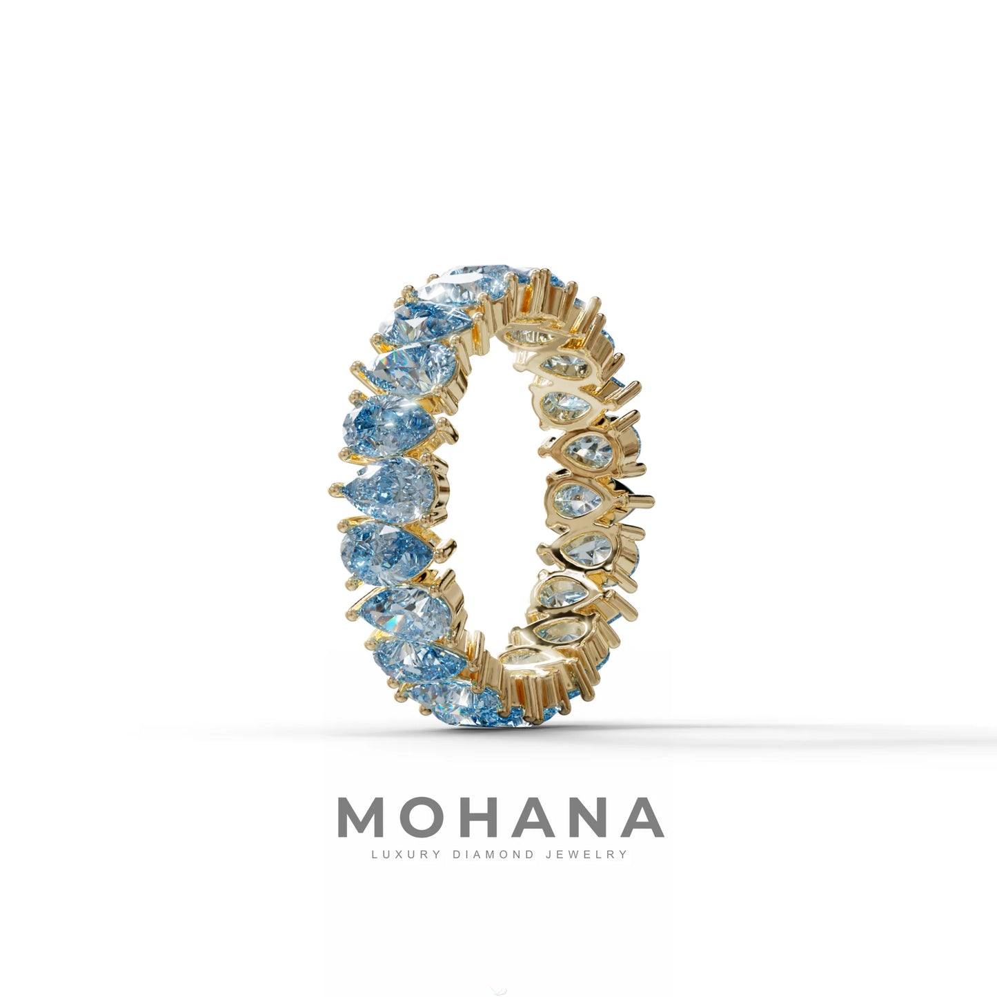 Blue Pear Diamond Full Eternity Band - Stackable Ring