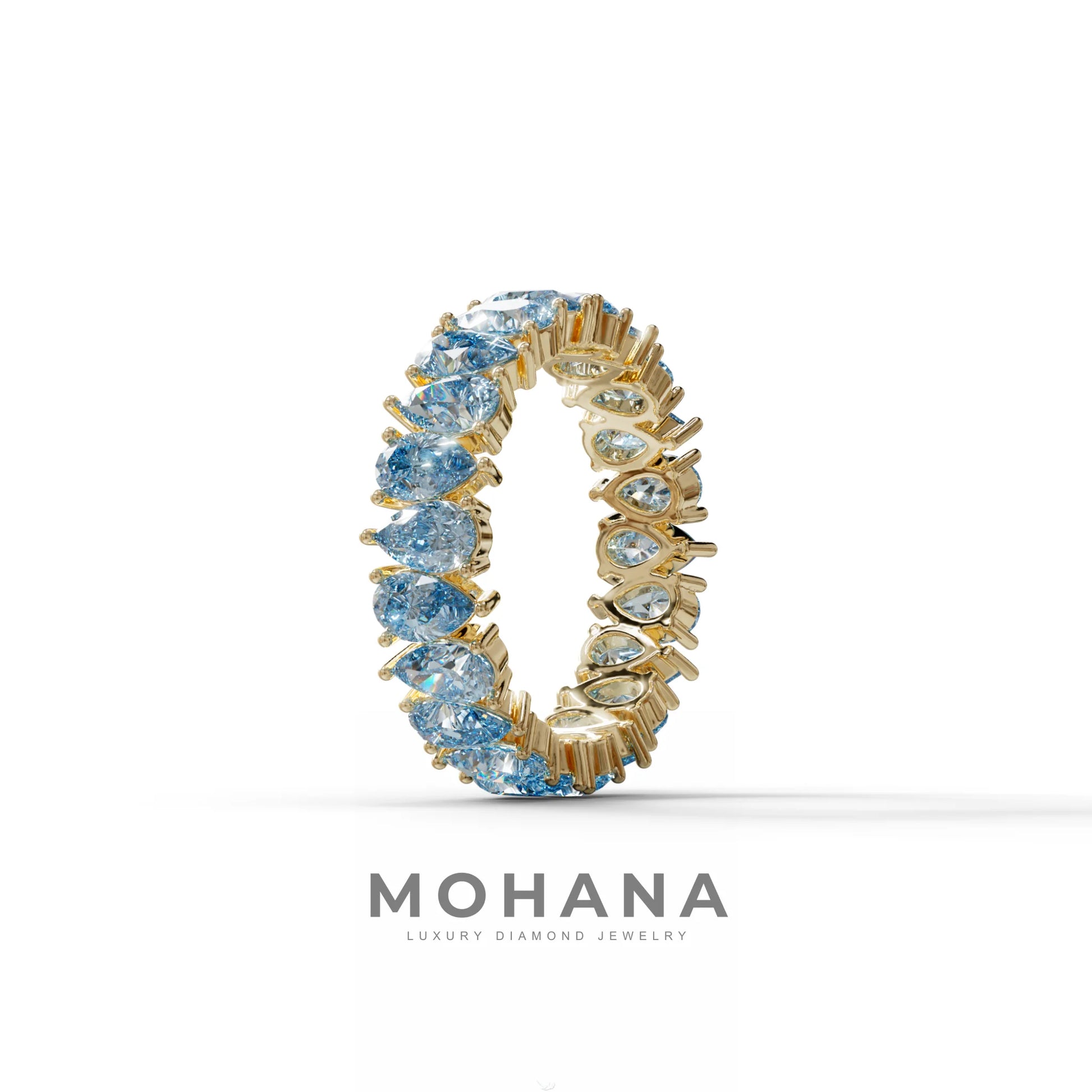 Blue Pear Diamond Full Eternity Band - Stackable Ring