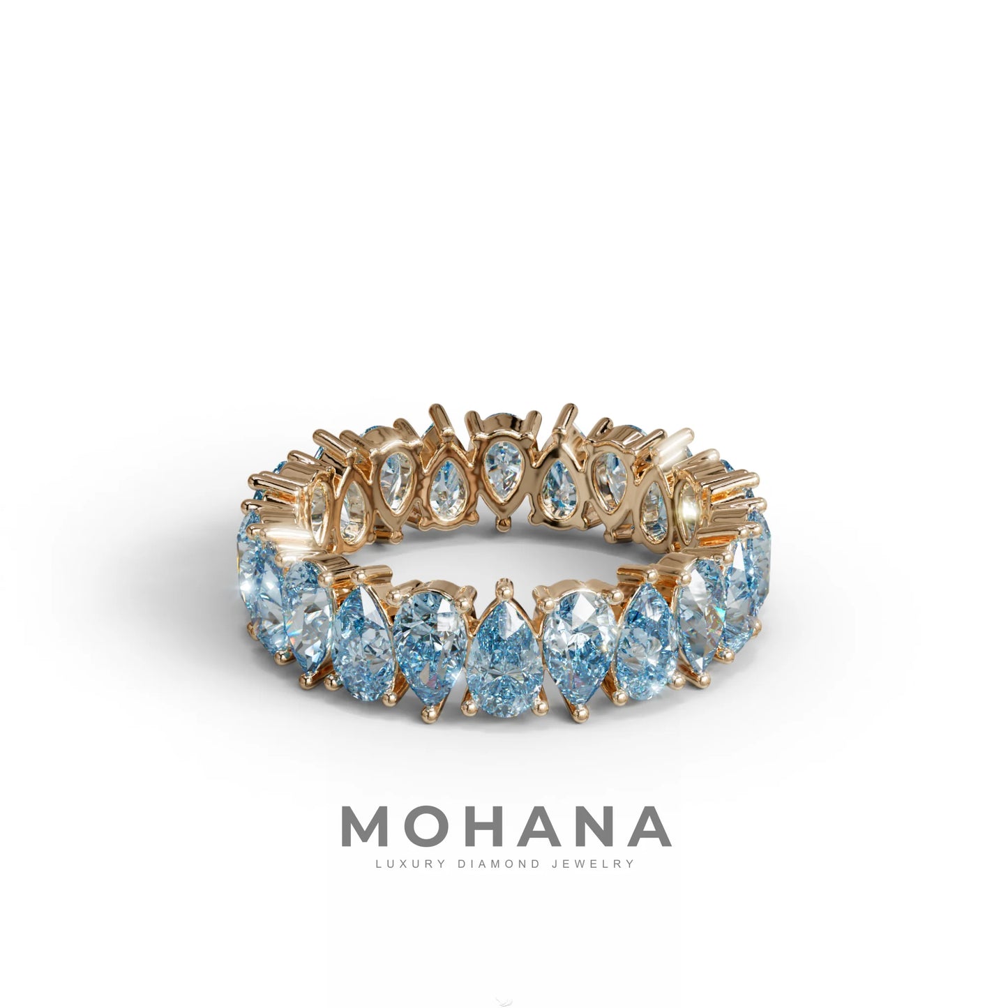 Blue Pear Diamond Full Eternity Band - Stackable Ring