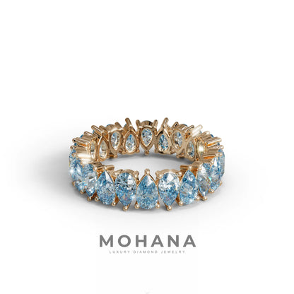 Blue Pear Diamond Full Eternity Band - Stackable Ring