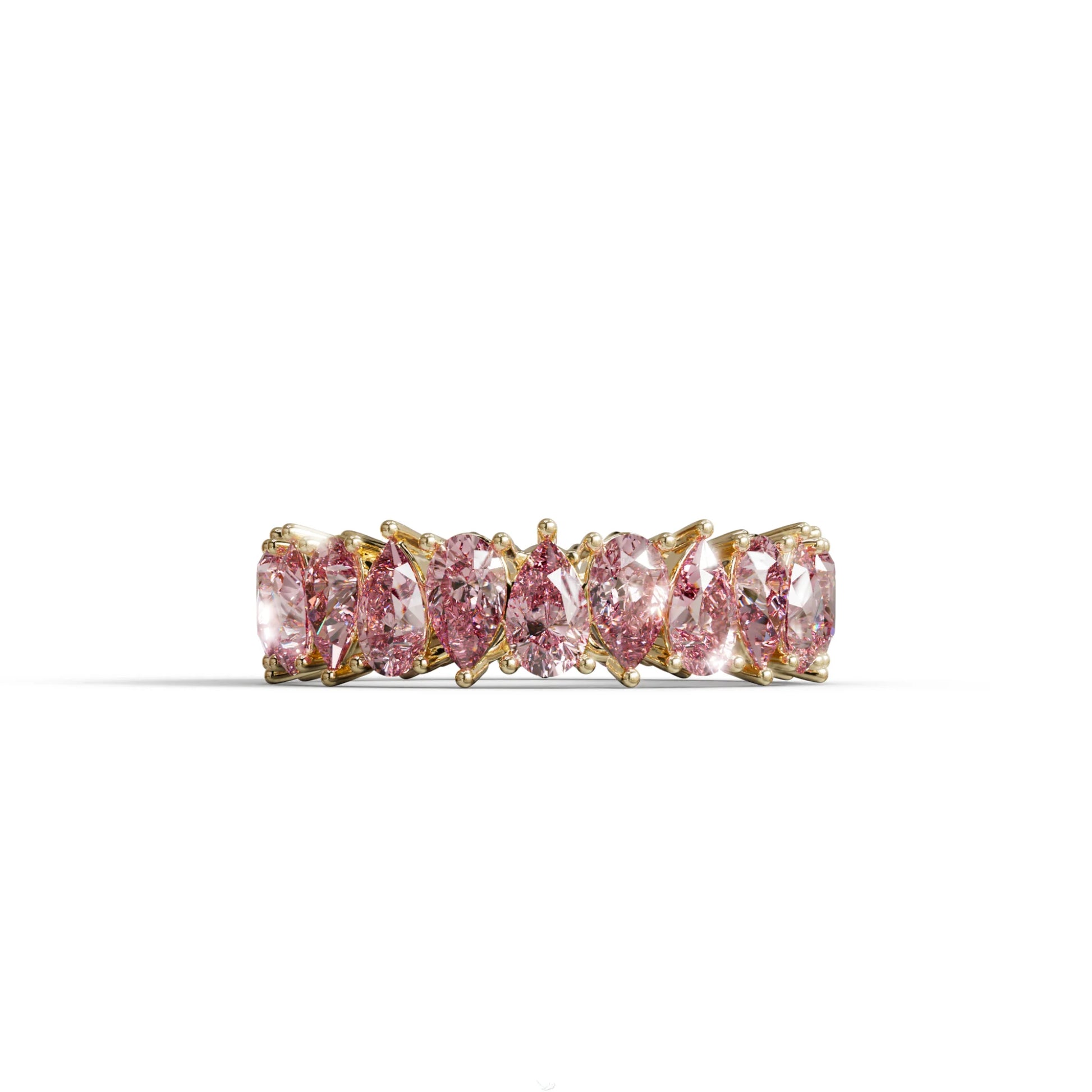 Pink Pear Diamond Full Eternity Band - Stackable Ring - 10K Solid Gold / Yellow Gold