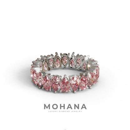 Pink Pear Diamond Full Eternity Band - Stackable Ring
