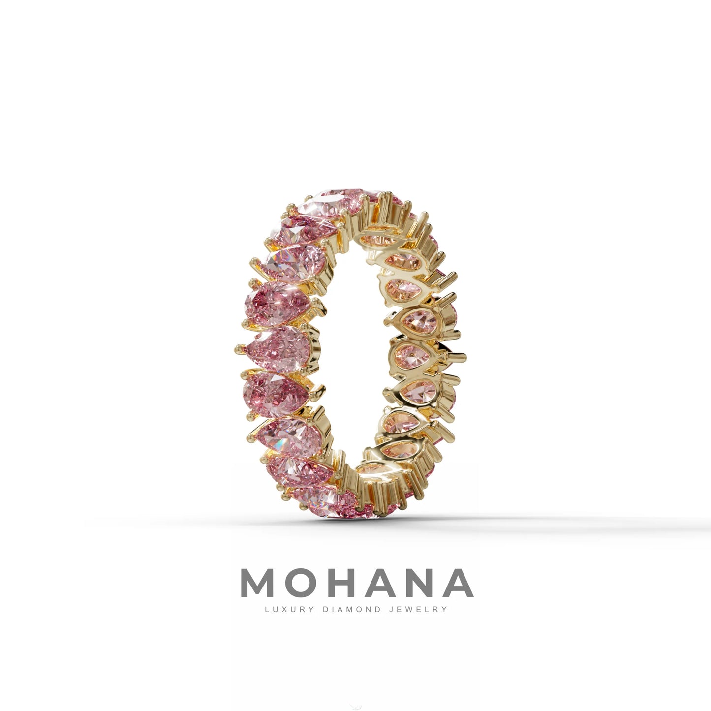 Pink Pear Diamond Full Eternity Band - Stackable Ring