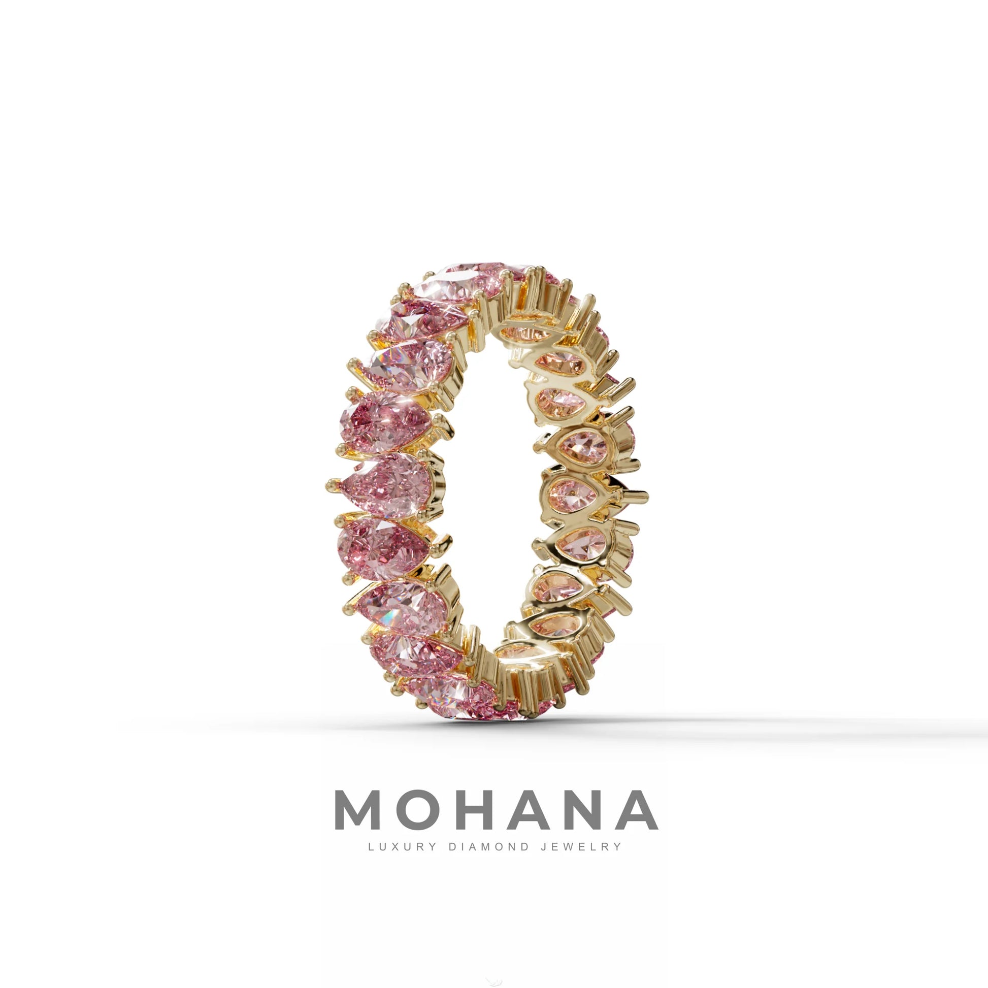Pink Pear Diamond Full Eternity Band - Stackable Ring