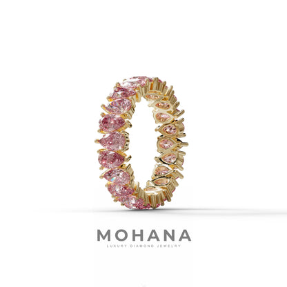 Pink Pear Diamond Full Eternity Band - Stackable Ring