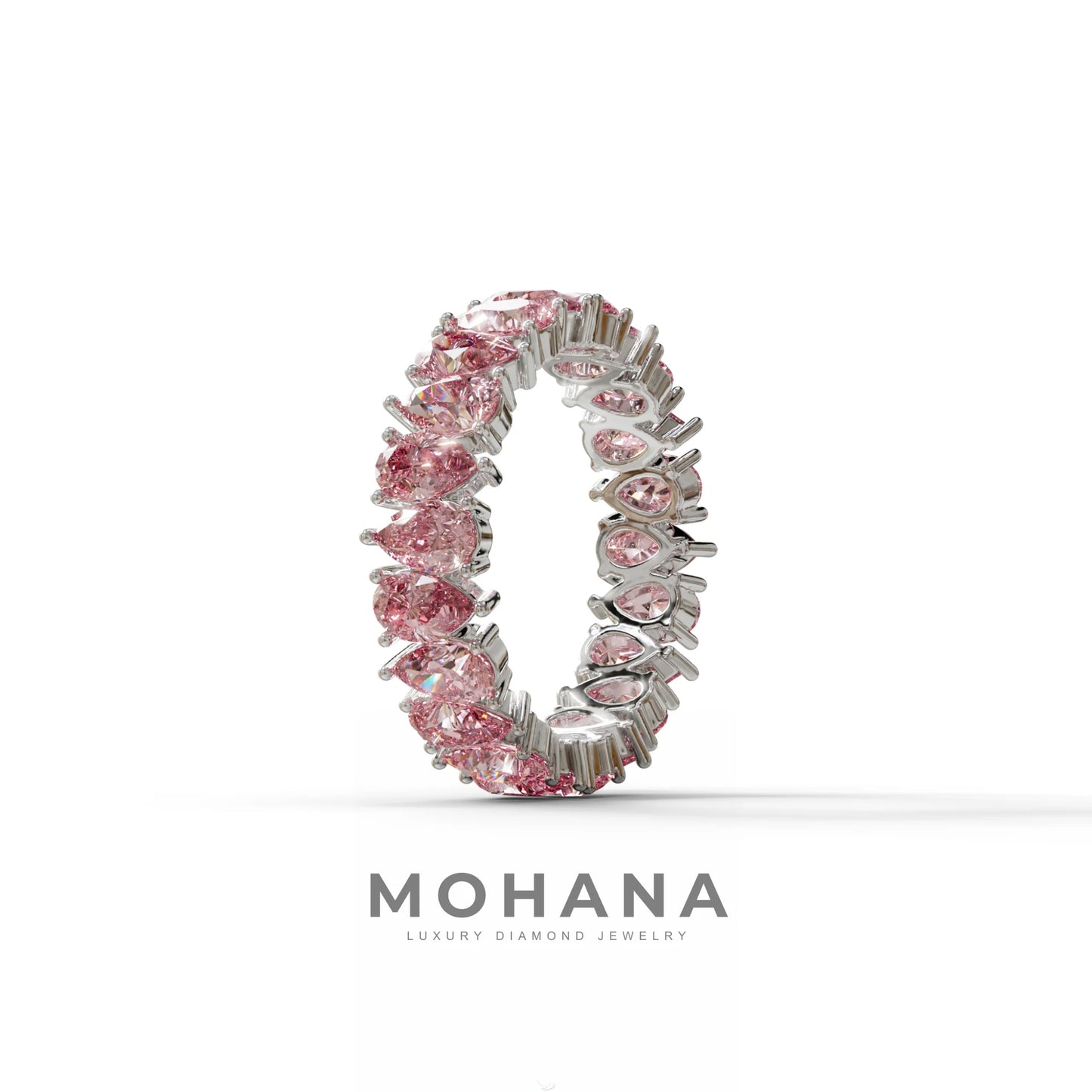 Pink Pear Diamond Full Eternity Band - Stackable Ring