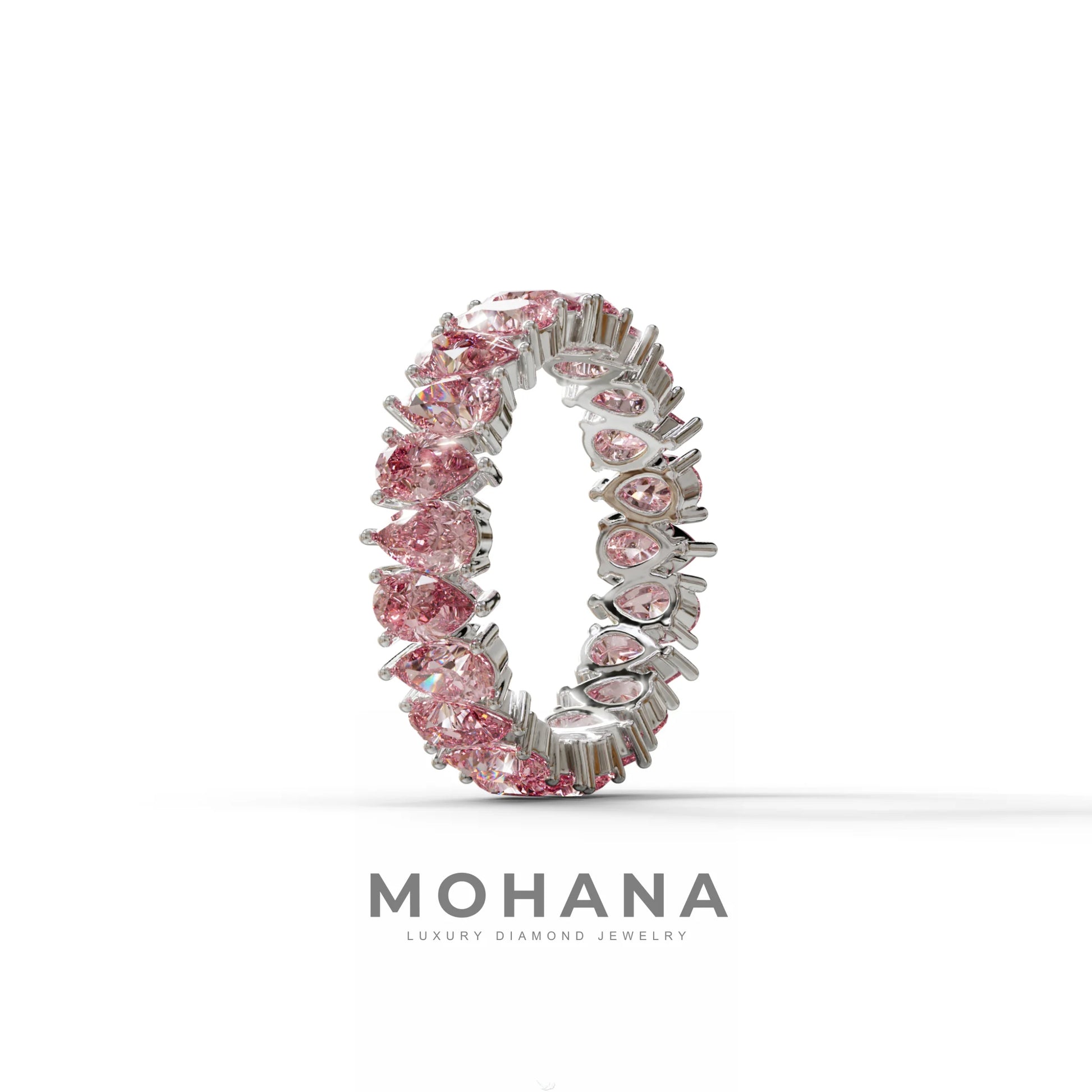 Pink Pear Diamond Full Eternity Band - Stackable Ring