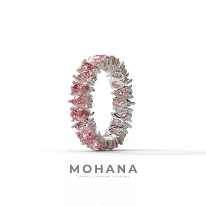 Pink Pear Diamond Full Eternity Band - Stackable Ring