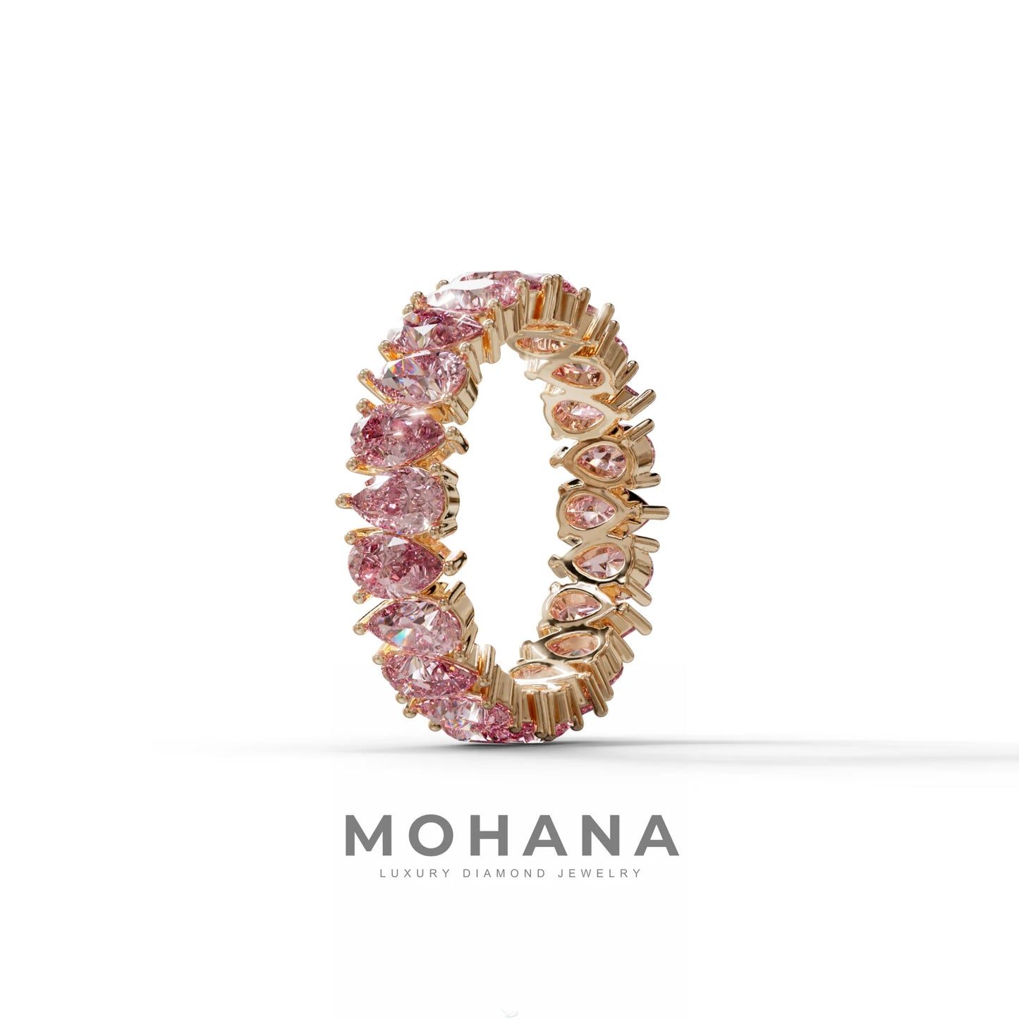 Pink Pear Diamond Full Eternity Band - Stackable Ring