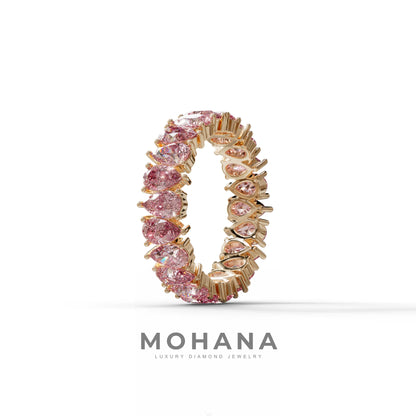 Pink Pear Diamond Full Eternity Band - Stackable Ring