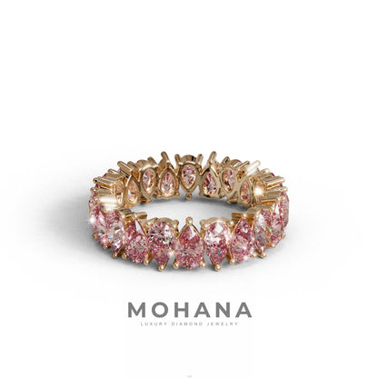 Pink Pear Diamond Full Eternity Band - Stackable Ring