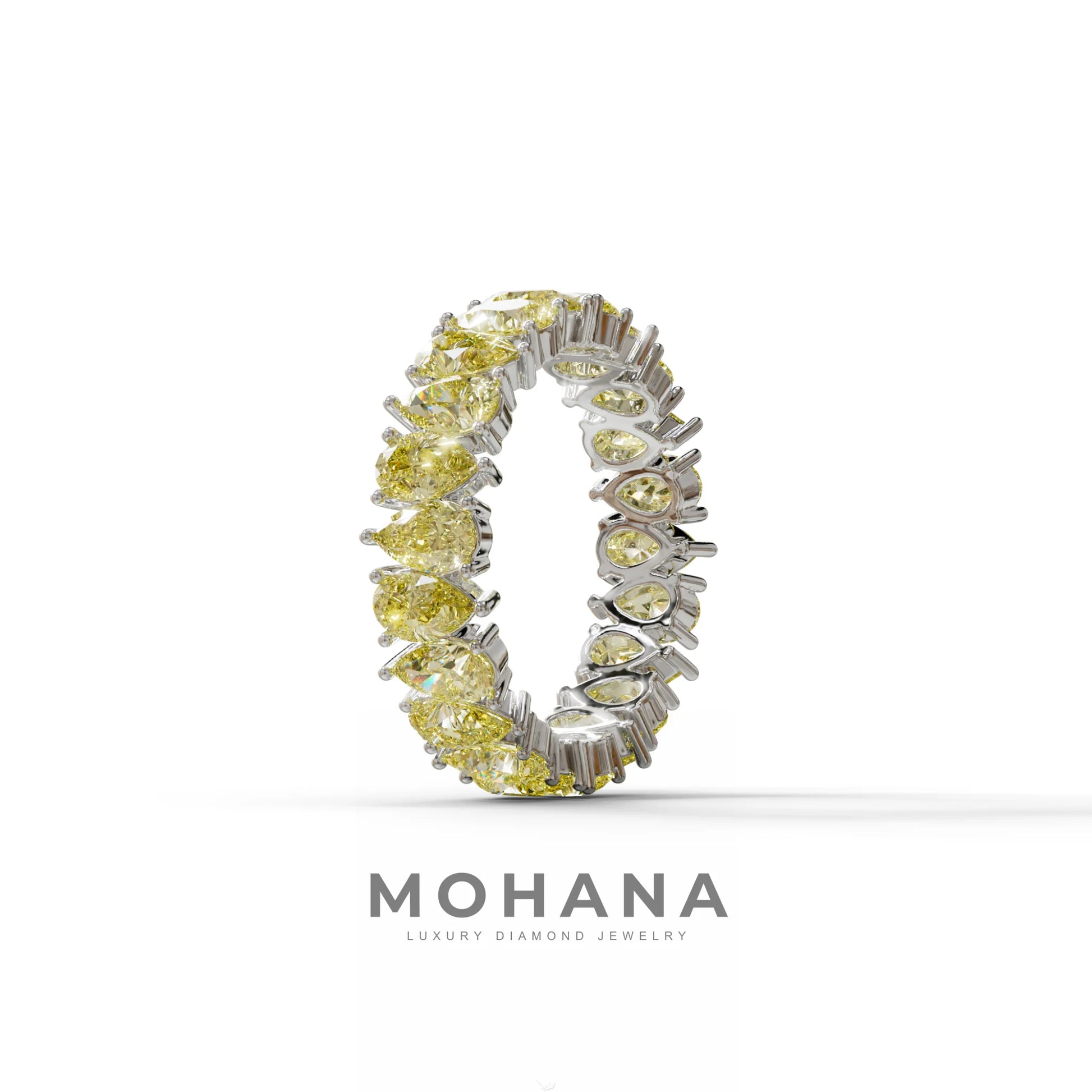 Yellow Pear Diamond Full Eternity Band - Stackable Ring