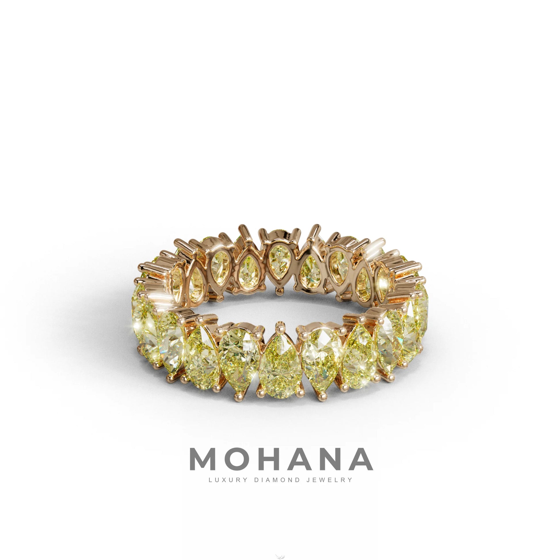 Yellow Pear Diamond Full Eternity Band - Stackable Ring
