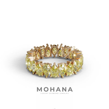 Yellow Pear Diamond Full Eternity Band - Stackable Ring