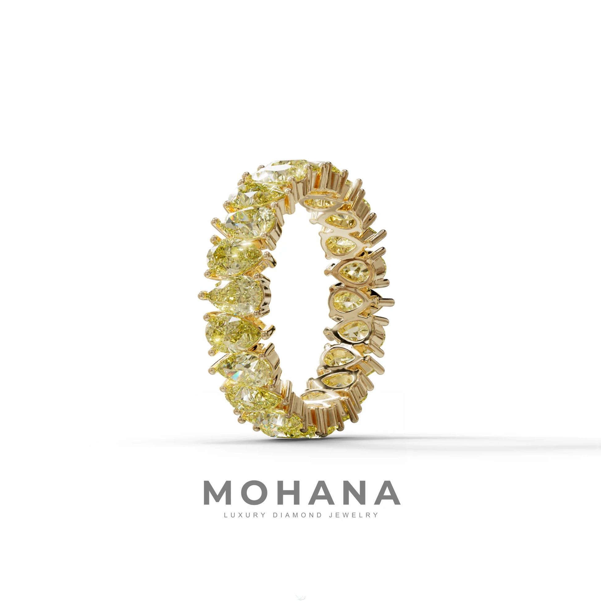 Yellow Pear Diamond Full Eternity Band - Stackable Ring