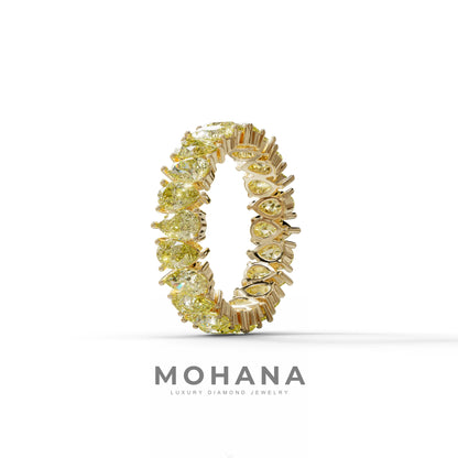 Yellow Pear Diamond Full Eternity Band - Stackable Ring