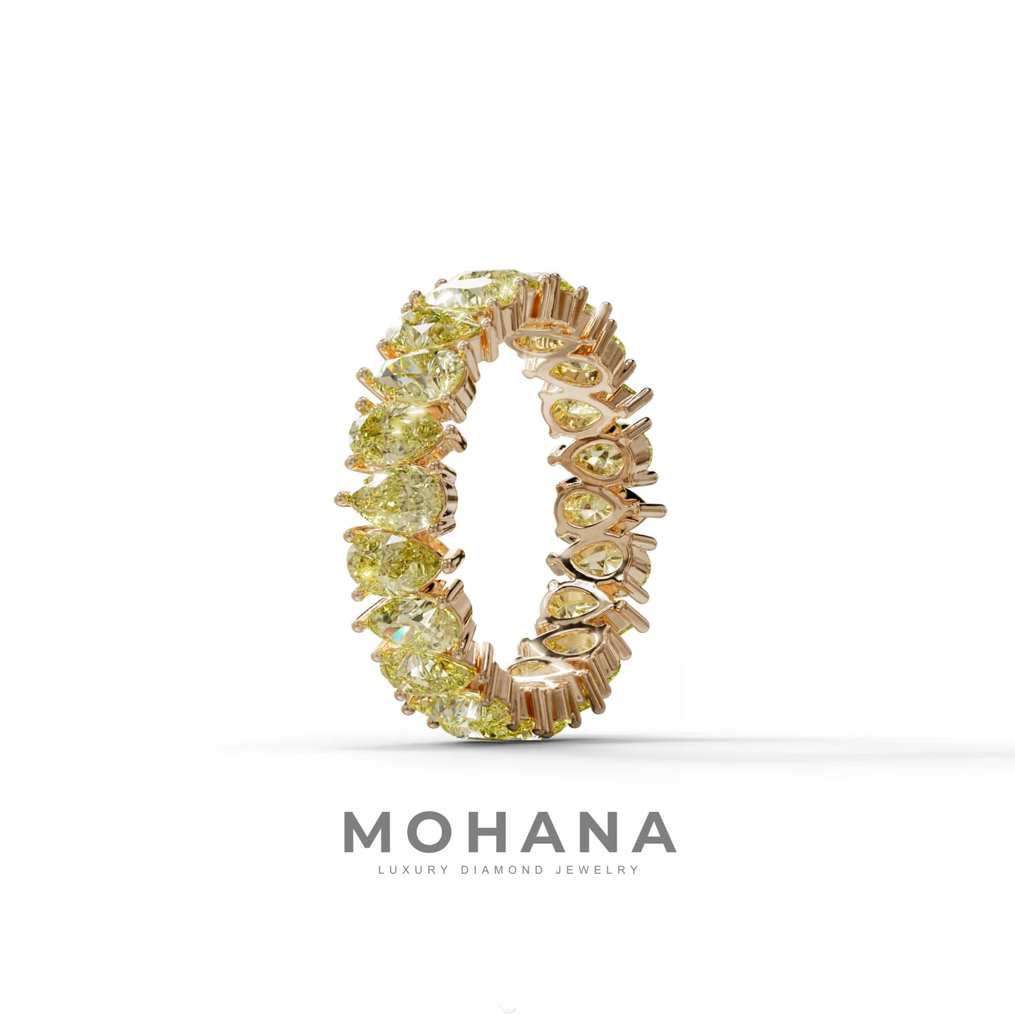 Yellow Pear Diamond Full Eternity Band - Stackable Ring