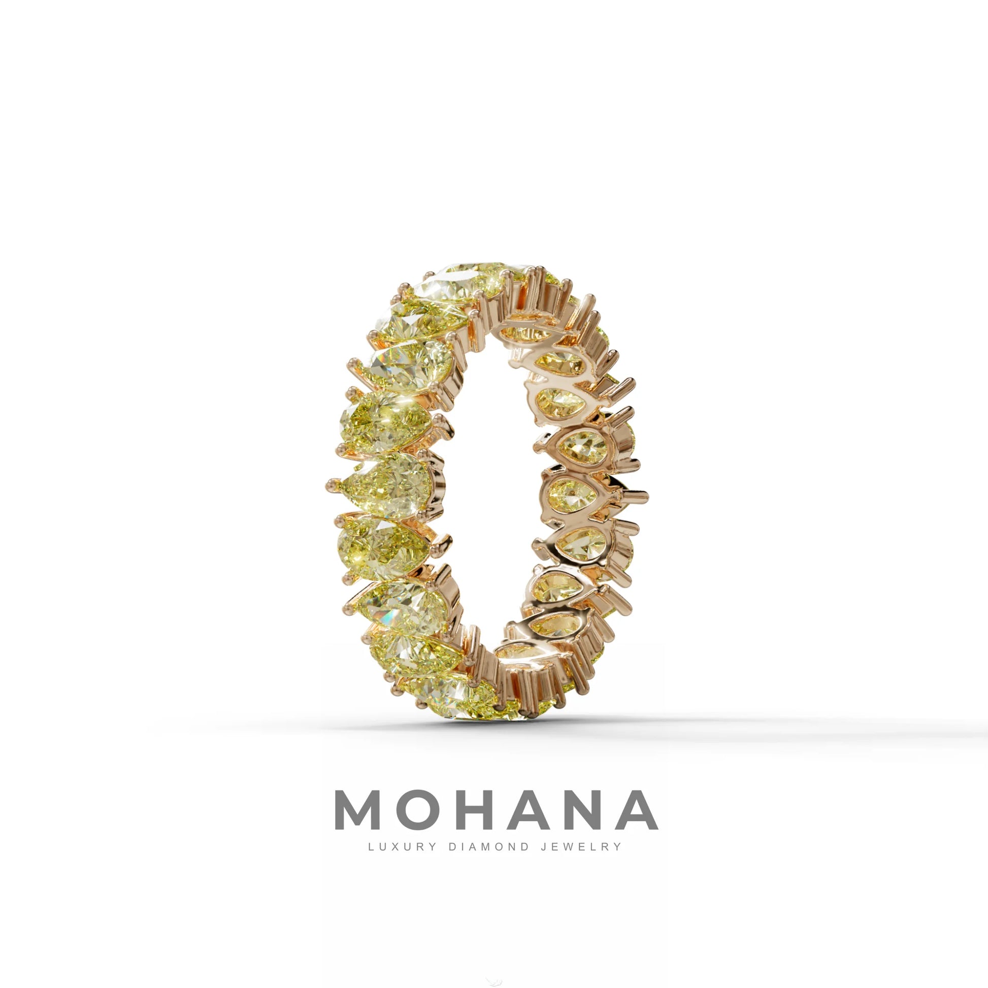 Yellow Pear Diamond Full Eternity Band - Stackable Ring