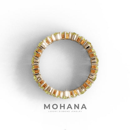 Yellow Pear Diamond Full Eternity Band - Stackable Ring
