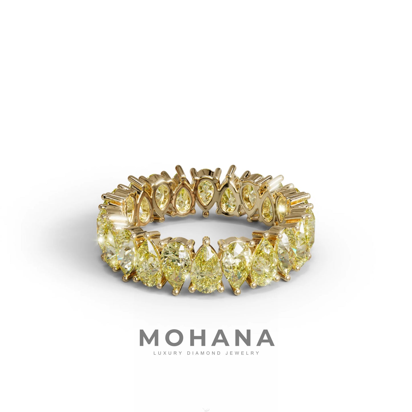 Yellow Pear Diamond Full Eternity Band - Stackable Ring