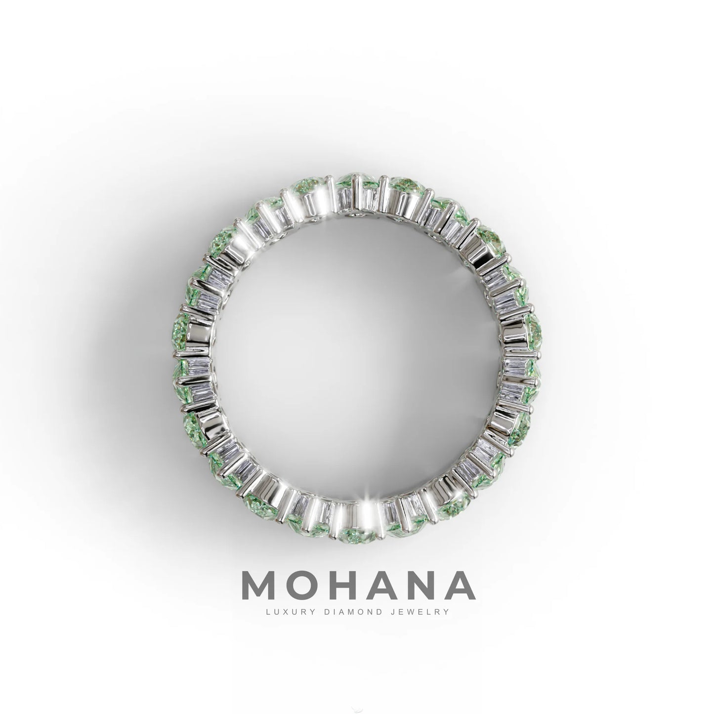 Green Pear Diamond Full Eternity Band - Stackable Ring