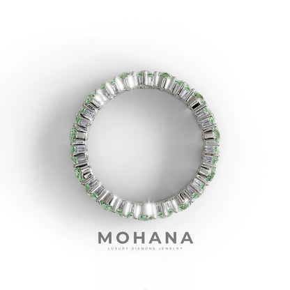 Green Pear Diamond Full Eternity Band - Stackable Ring