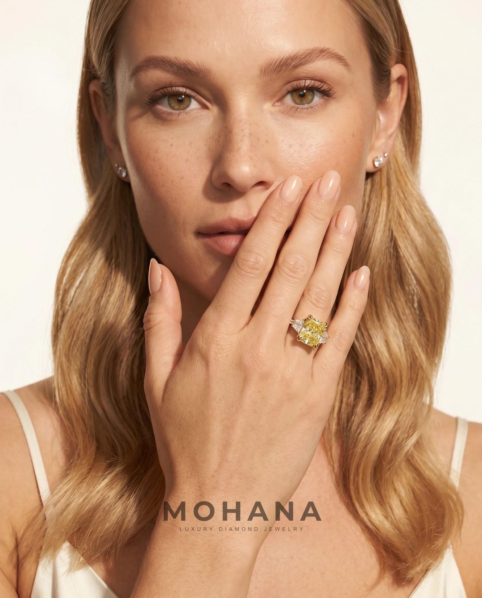 Ready to Ship 4.5 Carat Fancy Vivid Yellow Radiant Cut Three-Stone Trapezoid Diamond Ring — view 12