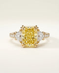 Ready to Ship 4.5 Carat Fancy Vivid Yellow Radiant Cut Three-Stone Trapezoid Diamond Ring — view 5