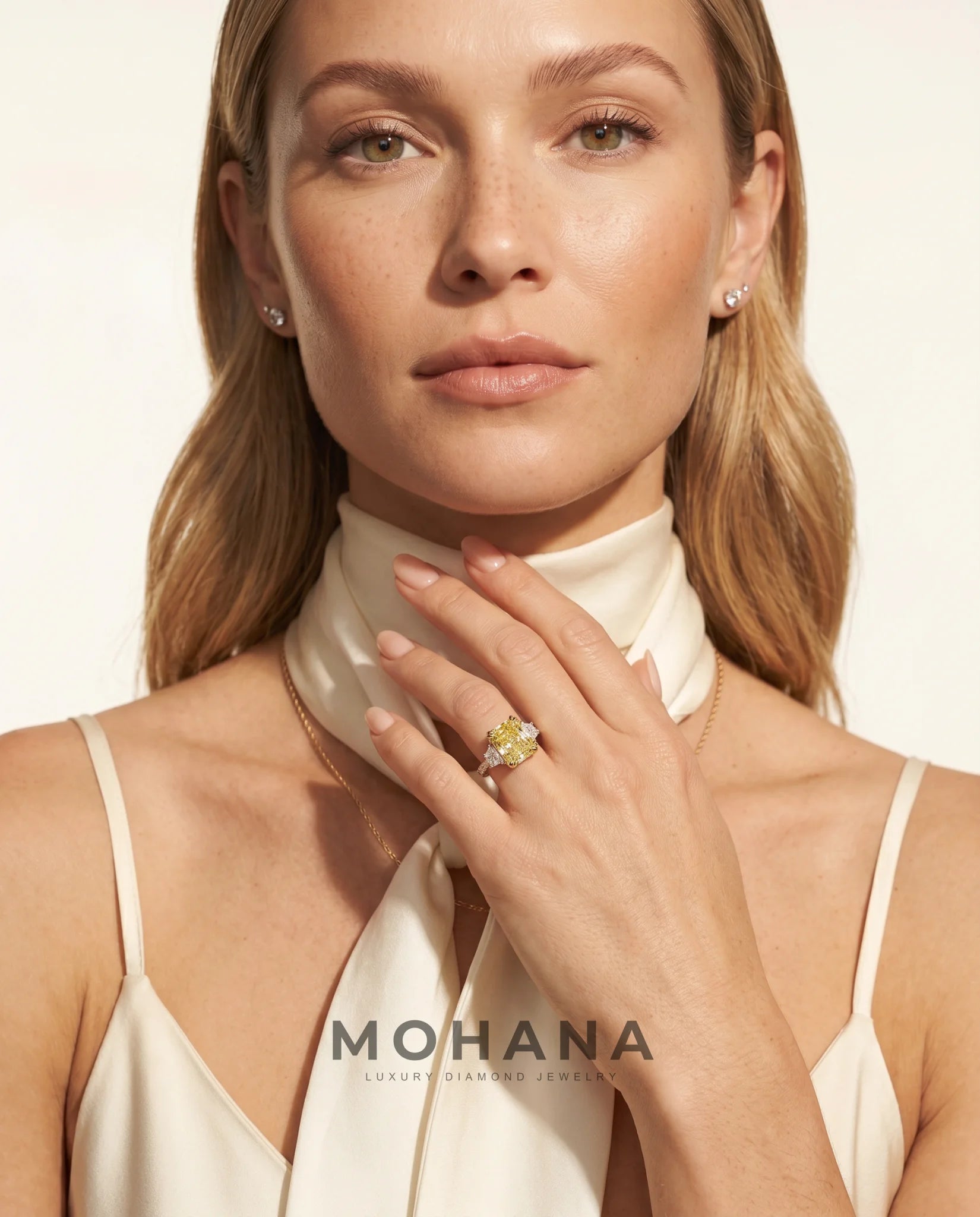 Ready to Ship 4.5 Carat Fancy Vivid Yellow Radiant Cut Three-Stone Trapezoid Diamond Ring — view 15