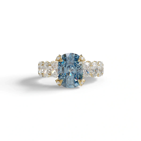 4 Carat Blue Lab Grown Diamond Engagement Ring – Cushion Cut Eternity | Enigma