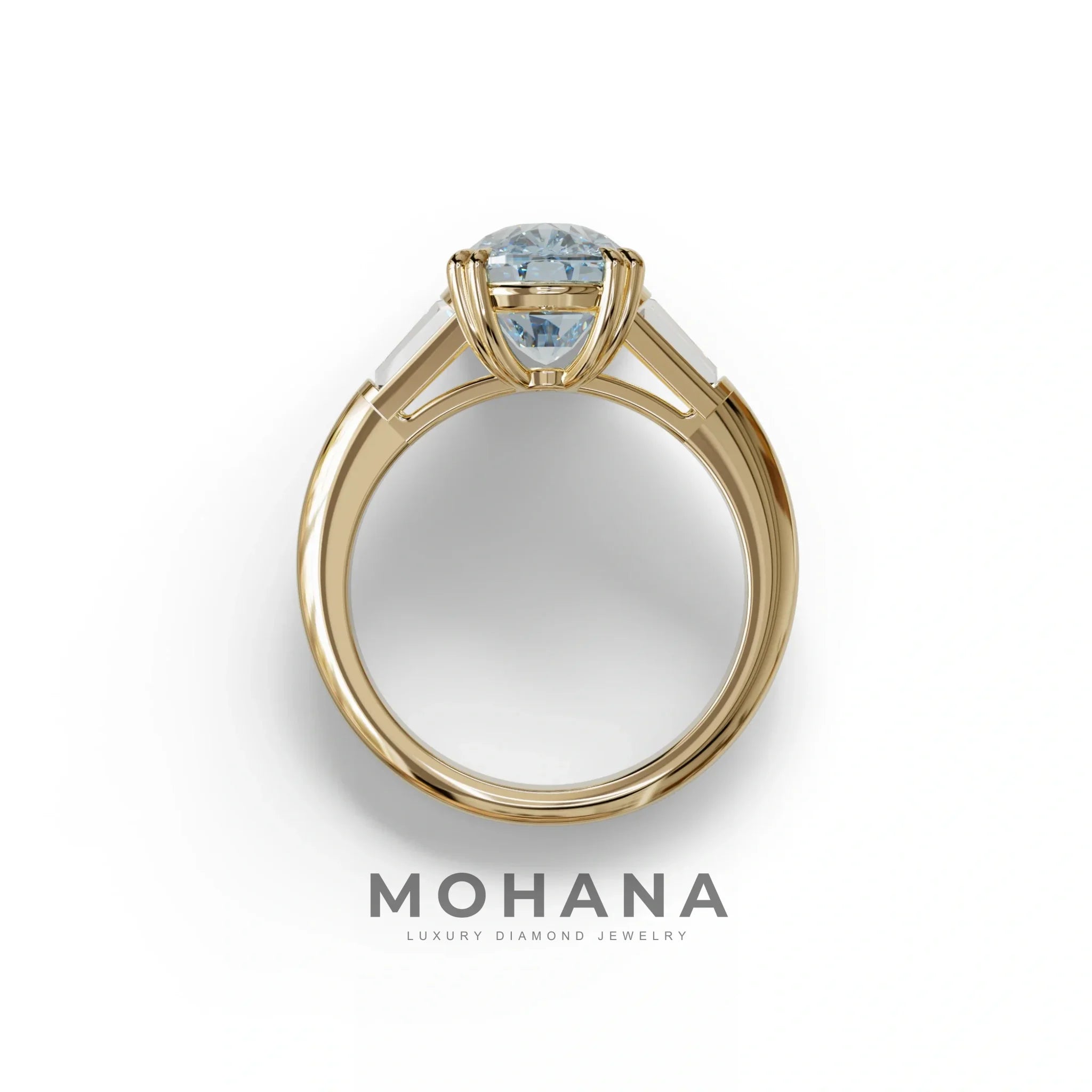 4 Carat Blue Elongated Cushion Cut Lab Diamond Engagement Ring - Sagittarius