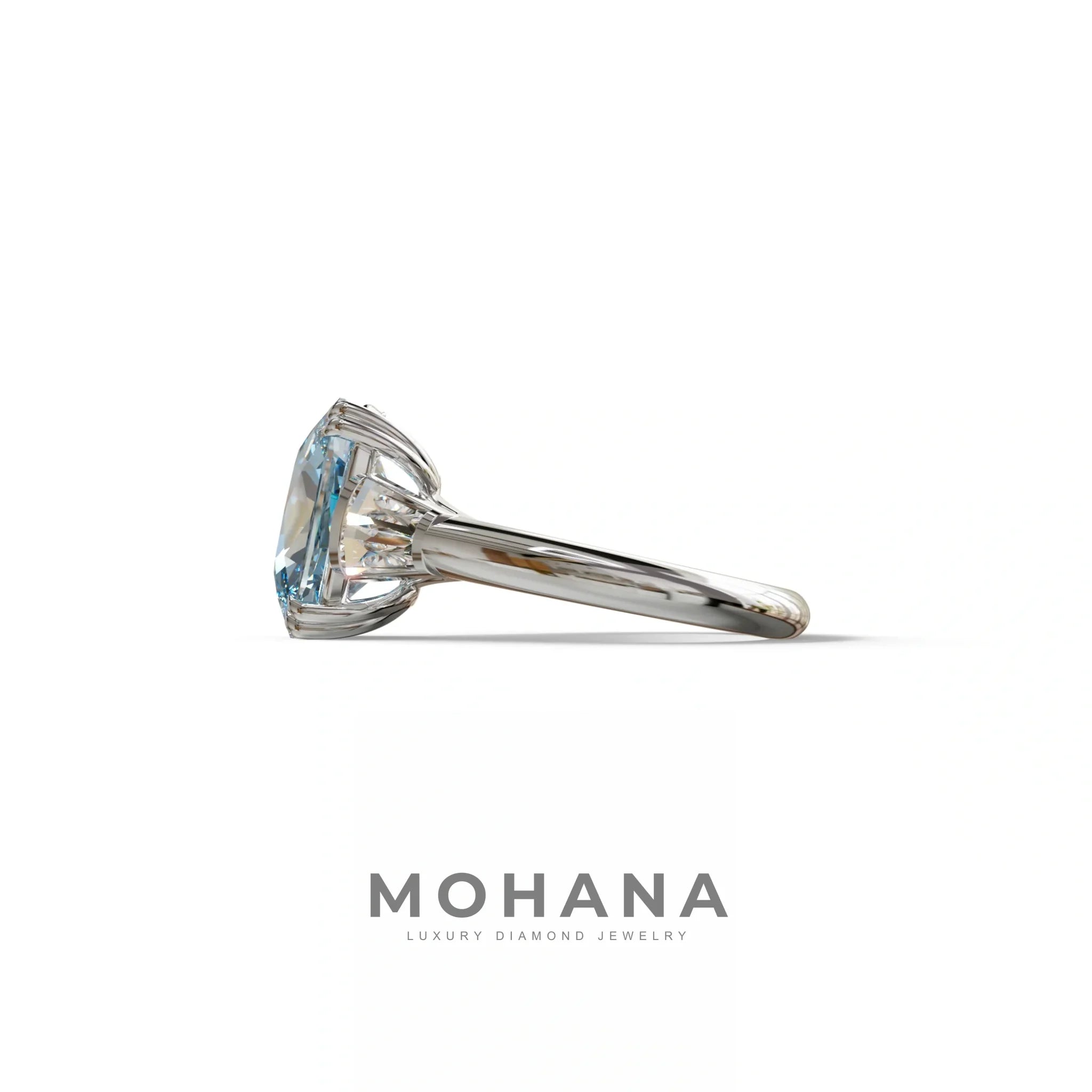 4 Carat Blue Elongated Cushion Cut Lab Diamond Engagement Ring - Sagittarius