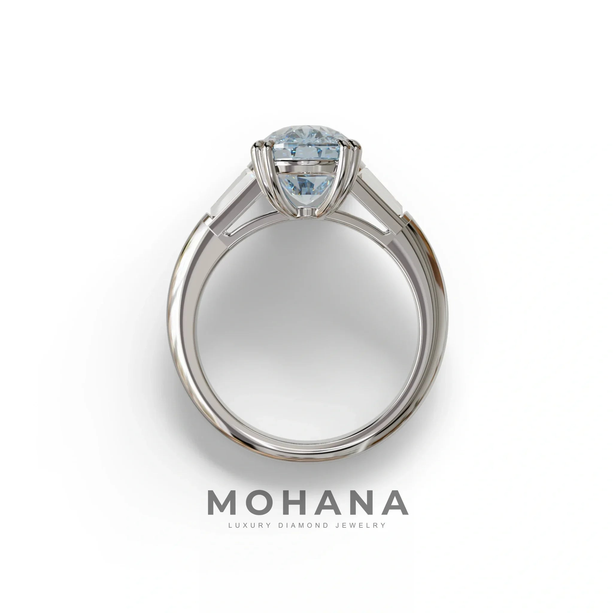 4 Carat Blue Elongated Cushion Cut Lab Diamond Engagement Ring - Sagittarius
