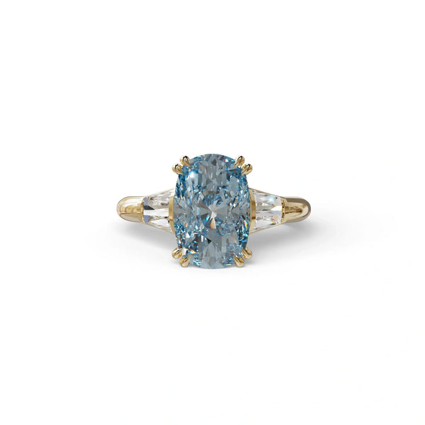 4 Carat Blue Lab Grown Diamond Engagement Ring – Cushion Cut Halo | Sagittarius