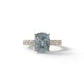 4 Carat Blue Cushion Cut Hidden Halo Eternity Lab Diamond Engagement Ring - Sandrine - 10K Solid Gold / Yellow Gold